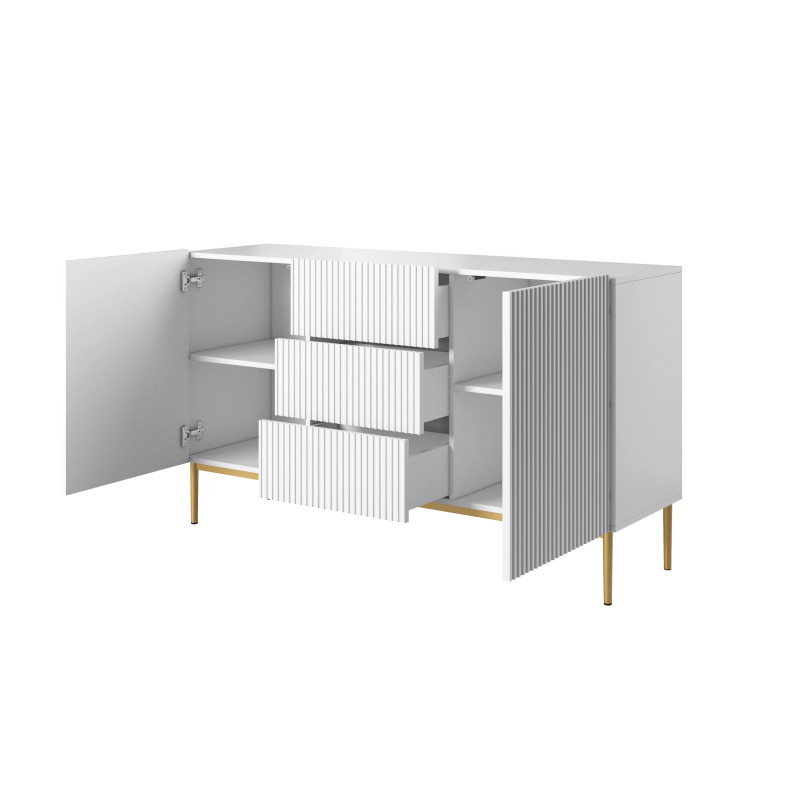 Dwudrzwiowa komoda Nicole 150 z szufladami Meble Bogart biała