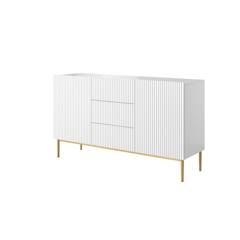 Dwudrzwiowa komoda Nicole 150 z szufladami Meble Bogart biała Dwudrzwiowa komoda Nicole 150 z szufladami Meble Bogart biała