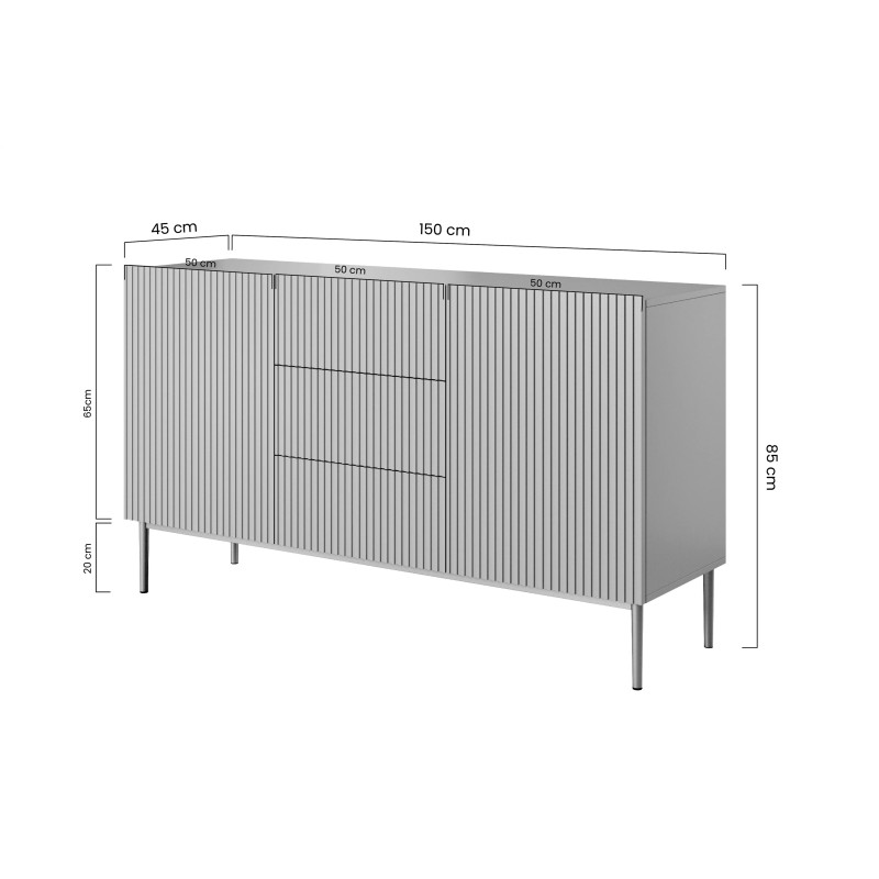 Dwudrzwiowa komoda Nicole 150 z szufladami Meble Bogart biała