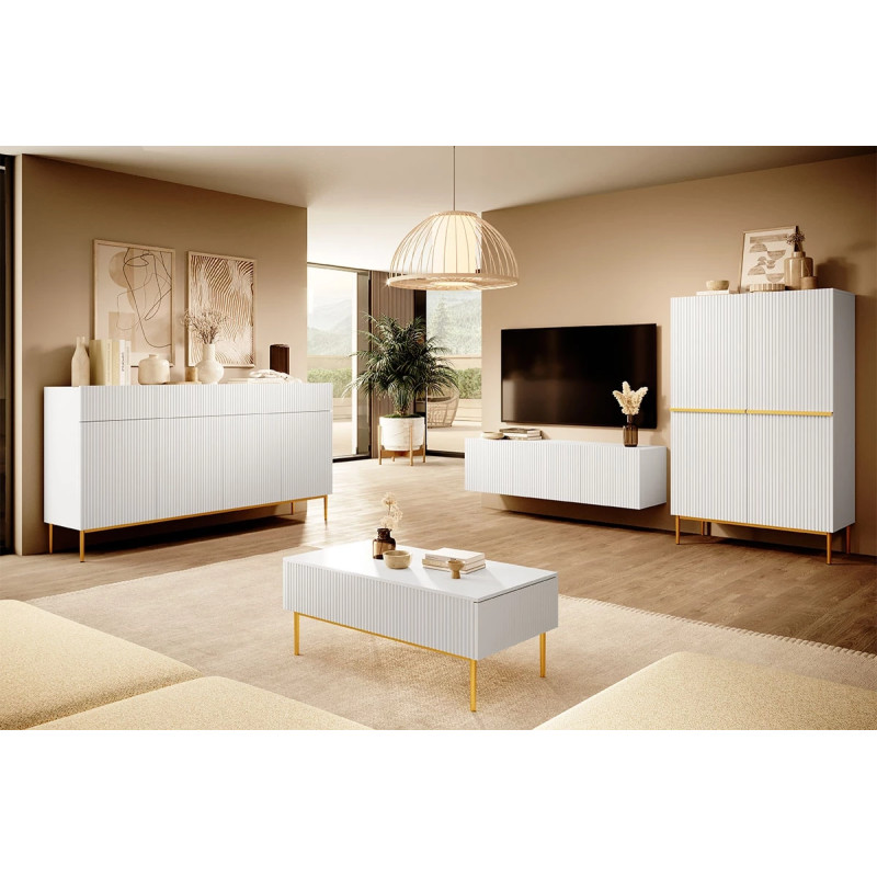 Czterodrzwiowa komoda Nicole 200 z szufladami Meble Bogart biała