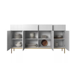 Czterodrzwiowa komoda Nicole 200 z szufladami Meble Bogart biała