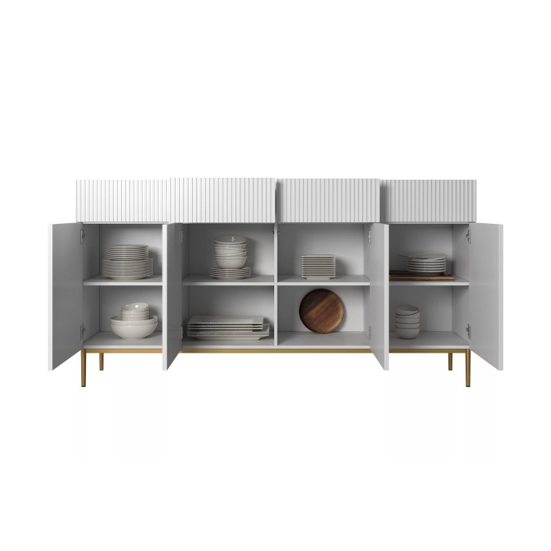 Czterodrzwiowa komoda Nicole 200 z szufladami Meble Bogart biała