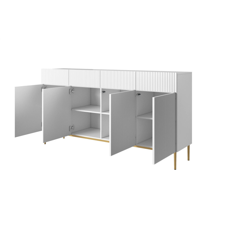 Czterodrzwiowa komoda Nicole 200 z szufladami Meble Bogart biała