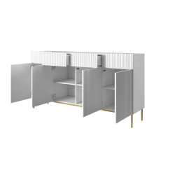 Czterodrzwiowa komoda Nicole 200 z szufladami Meble Bogart biała