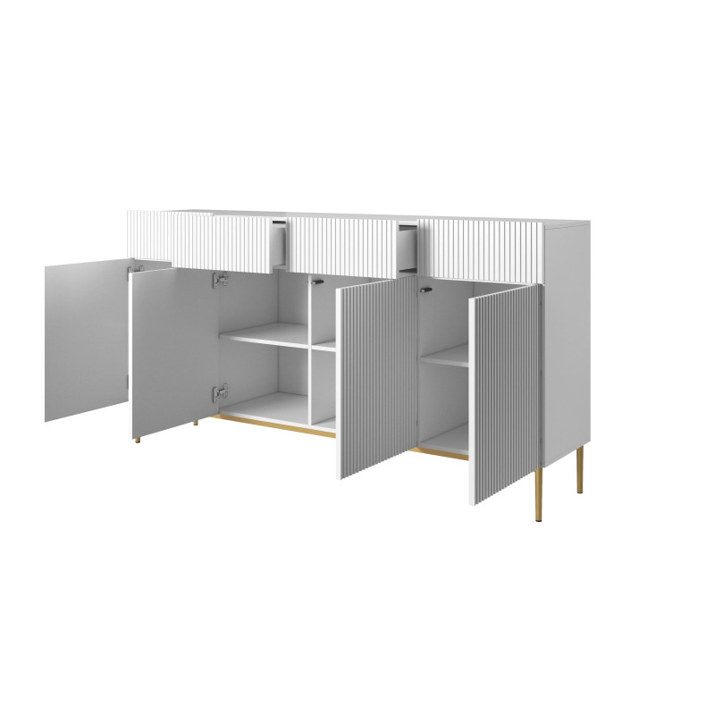 Czterodrzwiowa komoda Nicole 200 z szufladami Meble Bogart biała