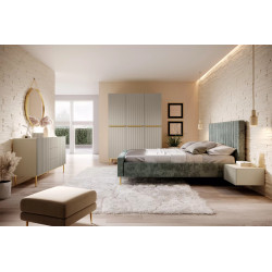 Trzydrzwiowa szafa Nicole 150 z szufladami i półkami na