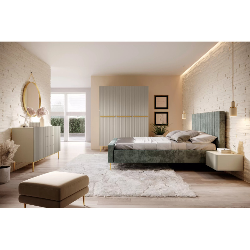 Trzydrzwiowa szafa Nicole 150 z szufladami i półkami na