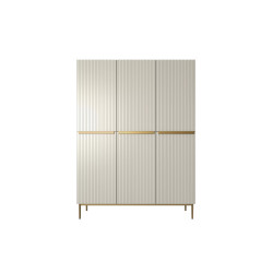 Trzydrzwiowa szafa Nicole 150 z szufladami i półkami na