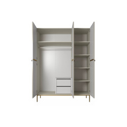 Trzydrzwiowa szafa Nicole 150 z szufladami i półkami na