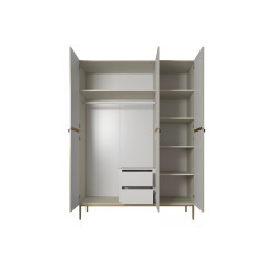 Trzydrzwiowa szafa Nicole 150 z szufladami i półkami na