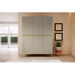 Trzydrzwiowa szafa Nicole 150 z szufladami i półkami na