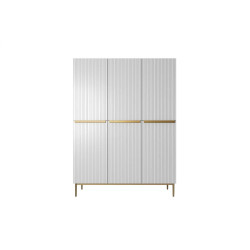 Trzydrzwiowa szafa Nicole 150 z szufladami i półkami na Trzydrzwiowa szafa Nicole 150 z szufladami i półkami na