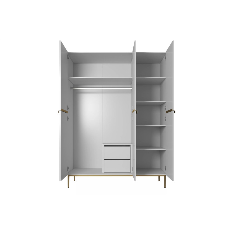 Trzydrzwiowa szafa Nicole 150 z szufladami i półkami na