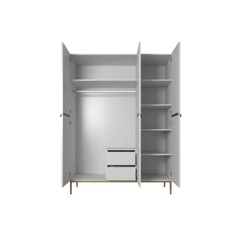 Trzydrzwiowa szafa Nicole 150 z szufladami i półkami na