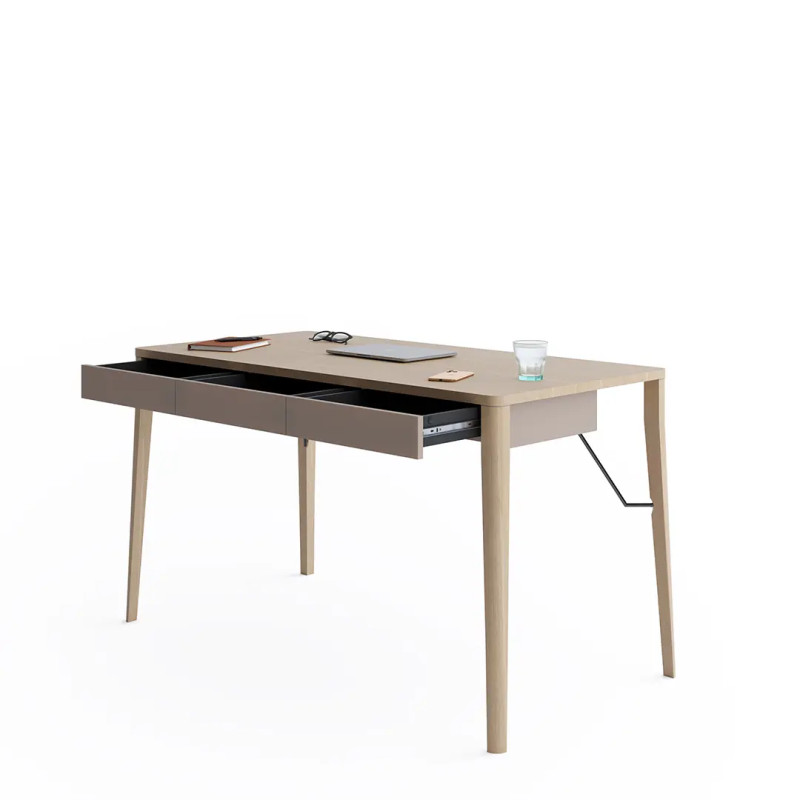 Nowoczesne biurko Match MK-01 Lenart dąb jasny/beż