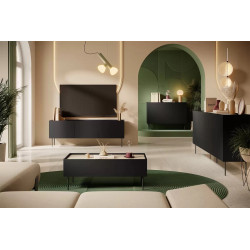 Szafka RTV Desin 170cm Meble Bogart czarny mat/dąb nagano