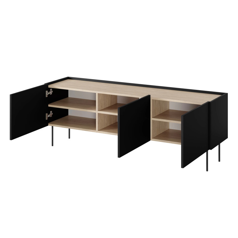 Szafka RTV Desin 170cm Meble Bogart czarny mat/dąb nagano