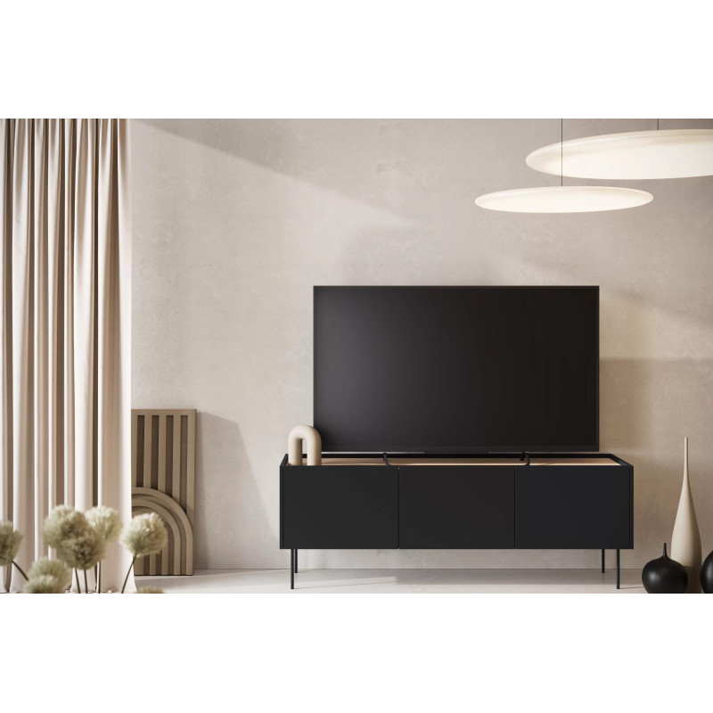 Szafka RTV Desin 170cm Meble Bogart czarny mat/dąb nagano