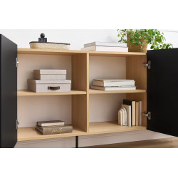 Komoda Desin 220cm Meble Bogart czarny mat/dąb nagano Komoda Desin 220cm Meble Bogart czarny mat/dąb nagano