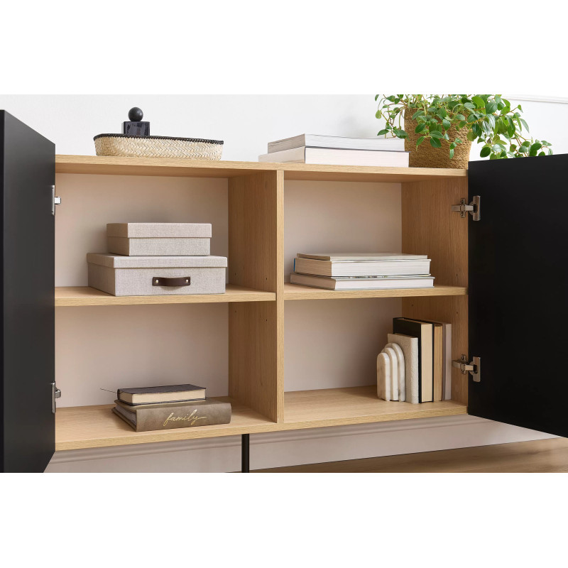 Komoda Desin 220cm Meble Bogart czarny mat/dąb nagano