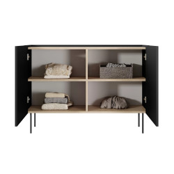 Komoda Desin 120cm Meble Bogart czarny mat/dąb nagano
