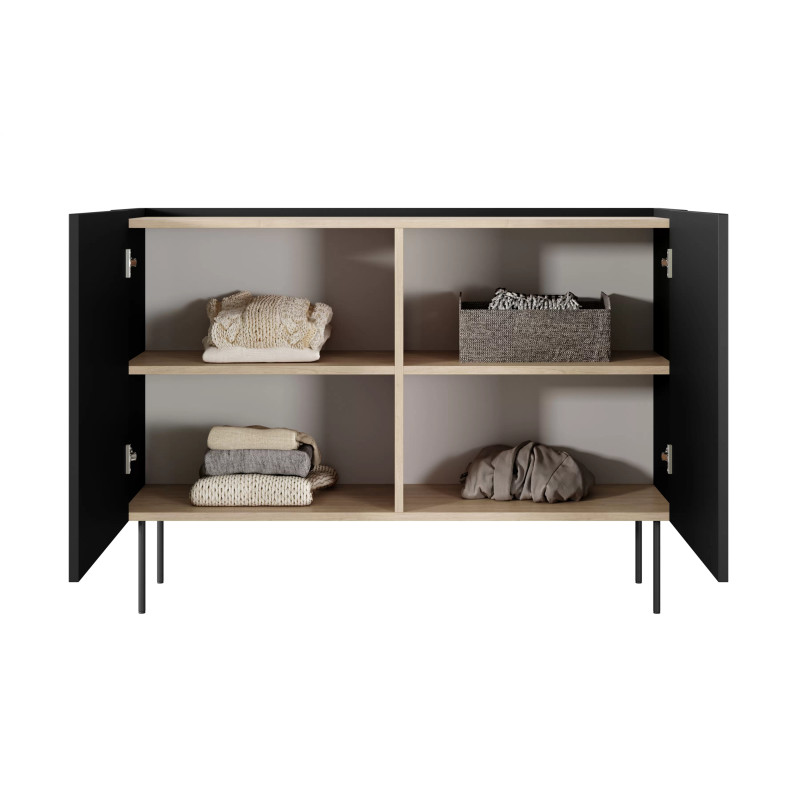 Komoda Desin 120cm Meble Bogart czarny mat/dąb nagano