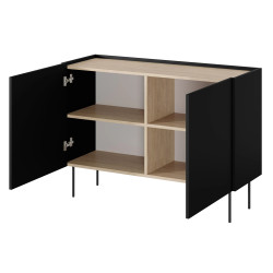 Komoda Desin 120cm Meble Bogart czarny mat/dąb nagano