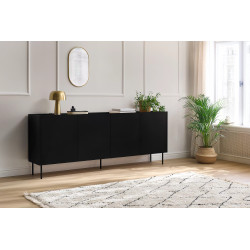 Komoda Desin 220cm Meble Bogart czarny mat/dąb nagano Komoda Desin 220cm Meble Bogart czarny mat/dąb nagano