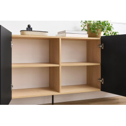 Komoda Desin 220cm Meble Bogart czarny mat/dąb nagano Komoda Desin 220cm Meble Bogart czarny mat/dąb nagano