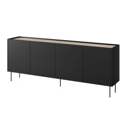 Komoda Desin 220cm Meble Bogart czarny mat/dąb nagano