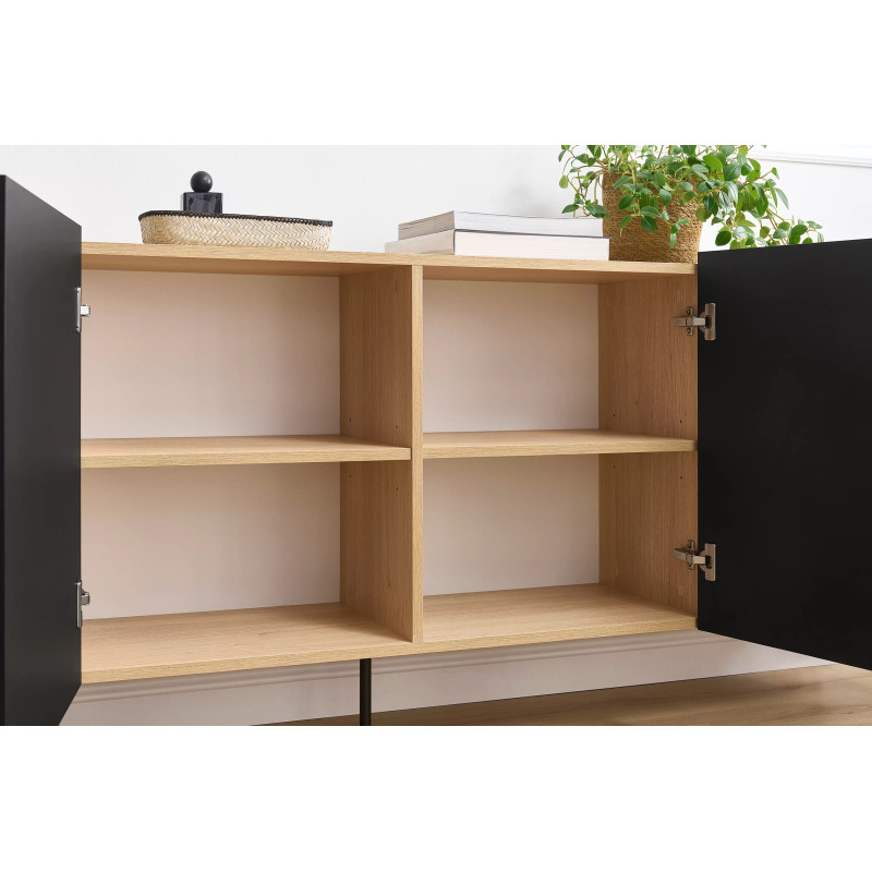 Komoda Desin 220cm Meble Bogart czarny mat/dąb nagano