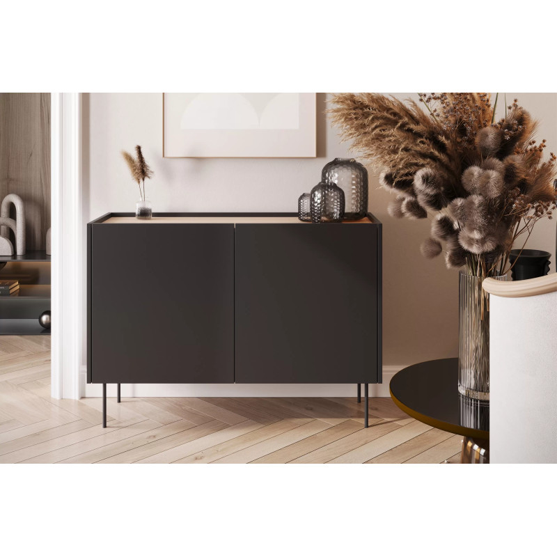 Komoda Desin 120cm Meble Bogart czarny mat/dąb nagano