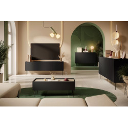 Komoda Desin 120cm Meble Bogart czarny mat/dąb nagano Komoda Desin 120cm Meble Bogart czarny mat/dąb nagano