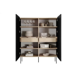 Kredens Desin z szufladami Meble Bogart czarny mat/dąb nagano Kredens Desin z szufladami Meble Bogart czarny mat/dąb nagano