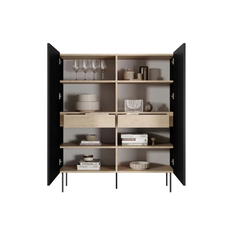 Kredens Desin z szufladami Meble Bogart czarny mat/dąb nagano