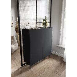 Kredens Desin z szufladami Meble Bogart czarny mat/dąb nagano Kredens Desin z szufladami Meble Bogart czarny mat/dąb nagano