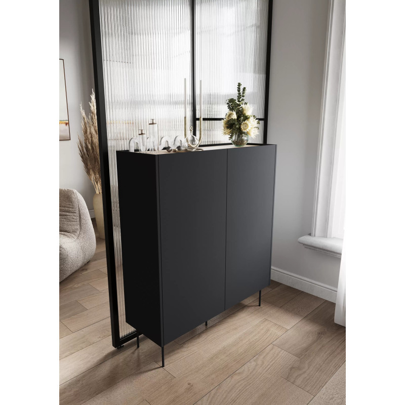 Kredens Desin z szufladami Meble Bogart czarny mat/dąb nagano