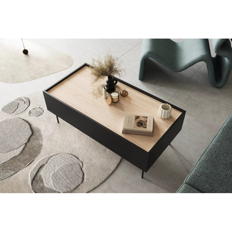 Stolik kawowy Desin Meble Bogart czarny mat/dąb nagano