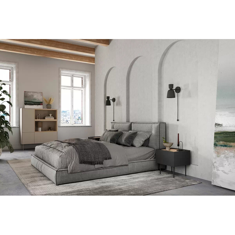 Szafka nocna Desin Meble Bogart czarny mat/dąb nagano