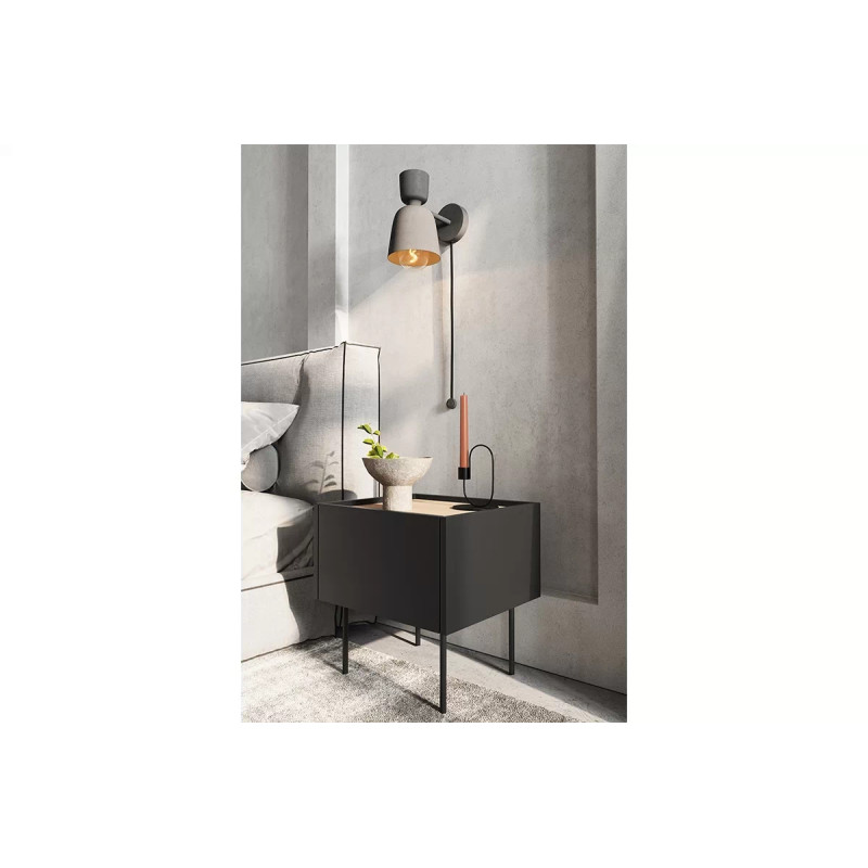 Szafka nocna Desin Meble Bogart czarny mat/dąb nagano