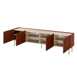 Szafka RTV Desin 220cm Meble Bogart ceramic red/dąb nagano Szafka RTV Desin 220cm Meble Bogart ceramic red/dąb nagano