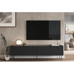 Szafka RTV Desin 220cm Meble Bogart czarny mat/dąb nagano Szafka RTV Desin 220cm Meble Bogart czarny mat/dąb nagano