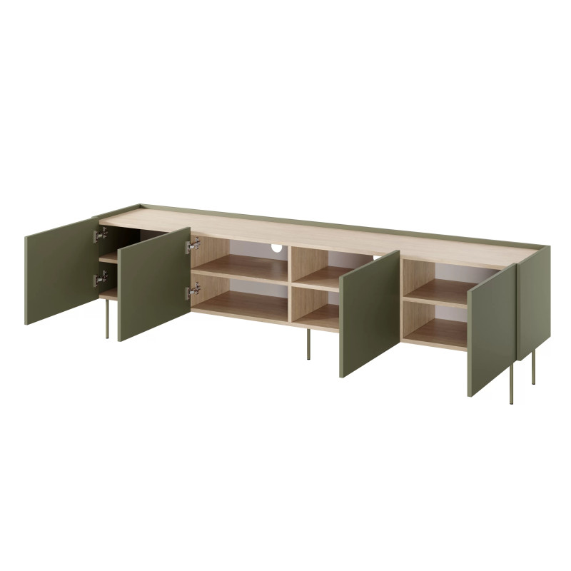 Szafka RTV Desin 220cm Meble Bogart oliwka/dąb nagano