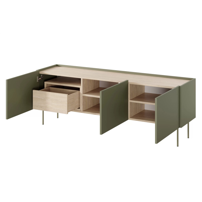 Szafka RTV Desin 170cm z 1 szufladą Meble Bogart oliwka/dąb