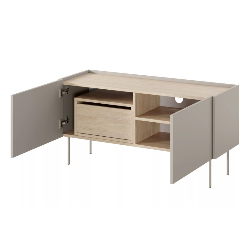 Szafka RTV Desin 120cm z 1 szufladą Meble Bogart kaszmir/dąb