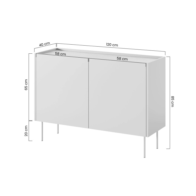 Komoda Desin 120cm z 2 szufladami Meble Bogart ceramic red/dąb