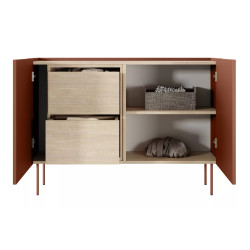 Komoda Desin 120cm z 2 szufladami Meble Bogart ceramic red/dąb Komoda Desin 120cm z 2 szufladami Meble Bogart ceramic red/dąb