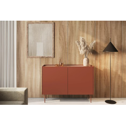 Komoda Desin 120cm z 2 szufladami Meble Bogart ceramic red/dąb Komoda Desin 120cm z 2 szufladami Meble Bogart ceramic red/dąb