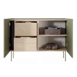 Komoda Desin 120cm z 2 szufladami Meble Bogart oliwka/dąb nagano