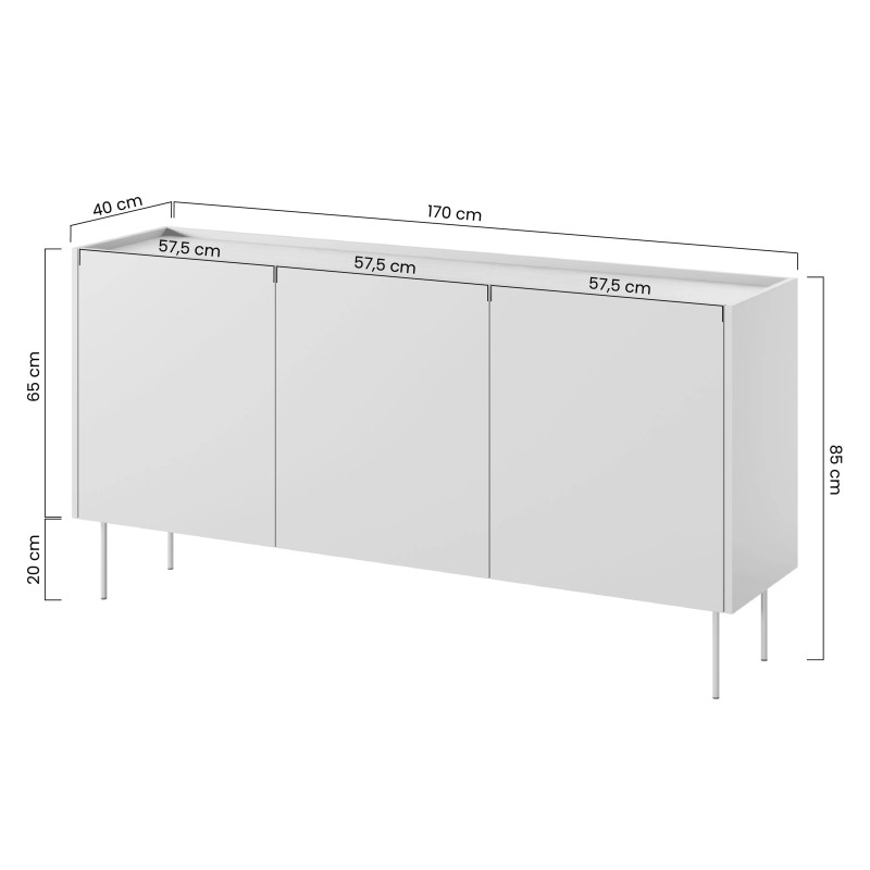 Komoda Desin 170cm Meble Bogart ceramic red/dąb nagano